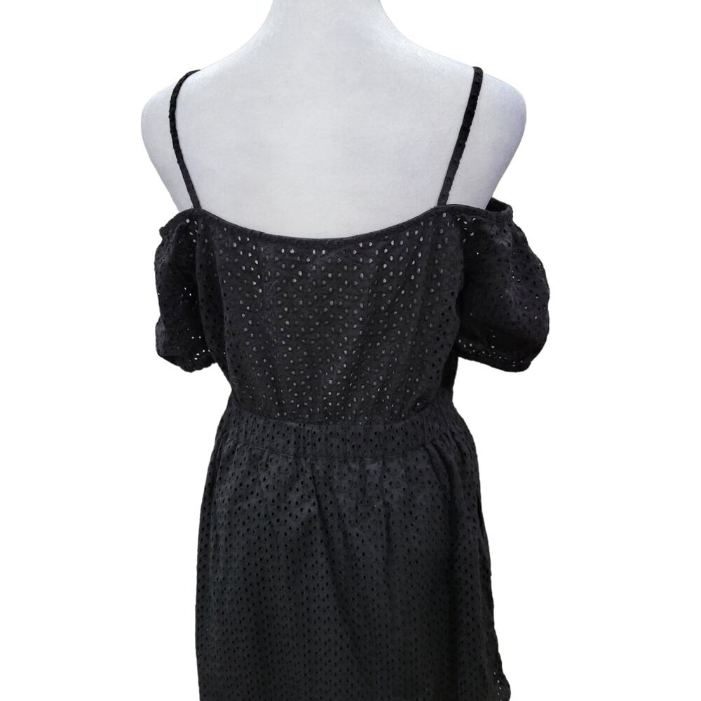 ZARA‎ Mini Dress Size Small Black Women's Cut out Eyelet Lace - Picture 6 of 14